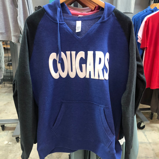 Puff Ink Cougars - District Ladies Lightweight Fleece Raglan Hoodie