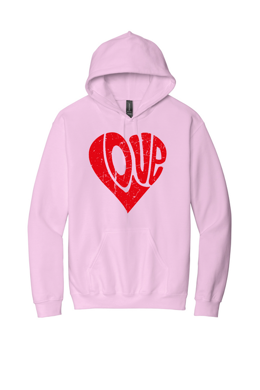 Retro Love Heart, Valentine's Day, Hooded Sweatshirt