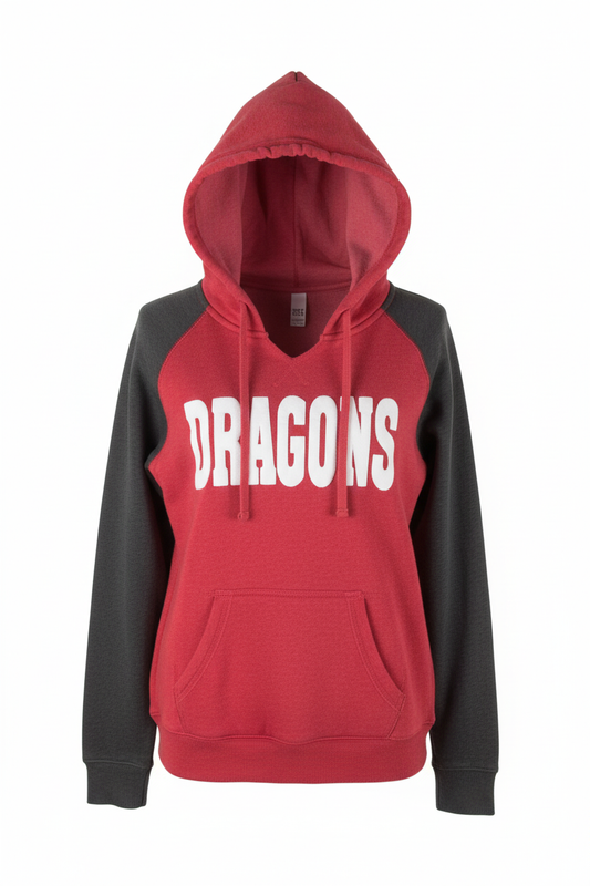 Puff Ink Dragons - District Ladies Lightweight Fleece Raglan Hoodie